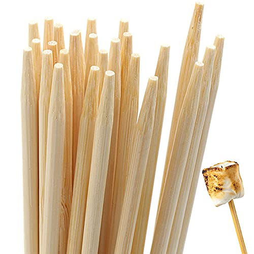 BLUE TOP Bamboo Marshmallow Roasting Sticks Smore Skewers 30 Inch 5mm Thick 60 PCS Extra Long Heavy DutyWooden Skewer BBQ Hot Dog SkewerGreat for CampingPartiesWeddings and Plant Stakes