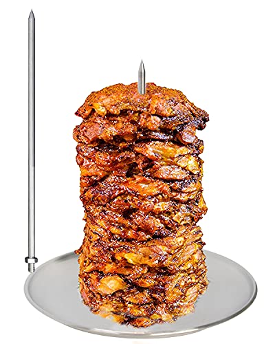 DOLAMOTY BBQ Vertical Skewer for Al Pastor Brazilian Barbecue Skewers Hack GauchoGreat for Home Made Tacos Al Pastor Shawarma Brazilian ChurrascoStainless Steelwith 8 inch  10 inch Stick