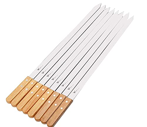 G  F Products 25619 2020 23 Inch Long 58 Inch Wide 2mm Thin Stainless Steel BBQ Skewer 8 Piece Silver