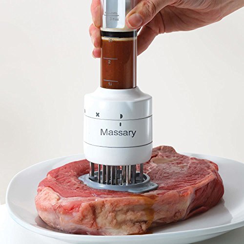 Meat Tenderizer Needle 30 Stainless Steel(3 injection needle pinhole) Blade and Meat Injector 3 Oz Marinade Flavor Syringe  Massary