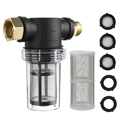 M MINGLE Garden Hose Filter for Pressure Washer Inlet Water Inline Filter for Sediment 40 Mesh Screen Extra 100 Mesh