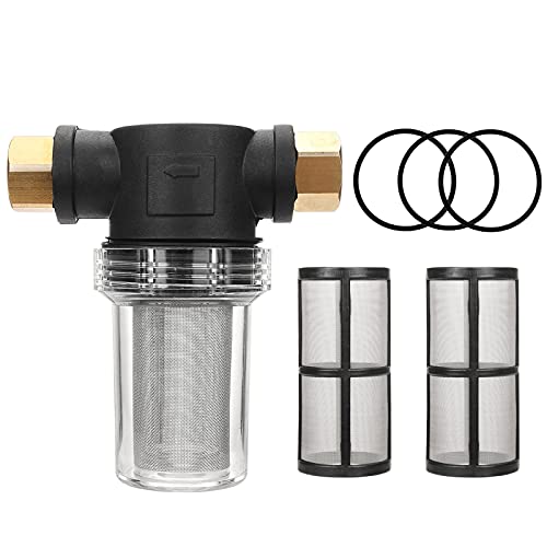 WEOSMIRA 12 Sediment Filter Attachment Garden Hose Pressure Washer Inline Filter for Sediment Outdoor Gardening Inlet Water 40 Mesh Screen Plus 2 Extra 100 Mesh Screen kit