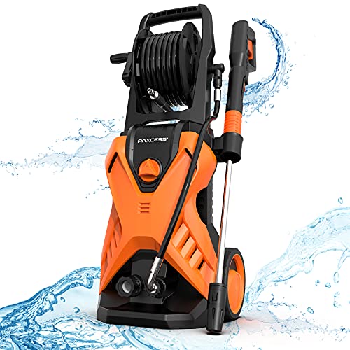 PAXCESS Powerful Pressure Washer 3000PSI 25GPM 1800W Electric Power Washer with Adjustable Spray Nozzle Hose Reel Foam Cannon and Big Wheels for Car Patio Driveways Cleaning
