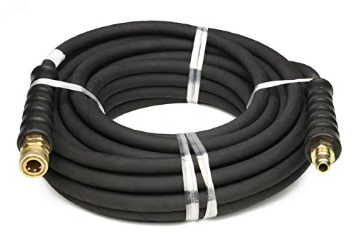Schieffer Co 4000 PSI Black 38 x 50 FT 1 Layers of High Tensile Wire Braided Rubber Wrapped Pressure Washer Hose with Couplers