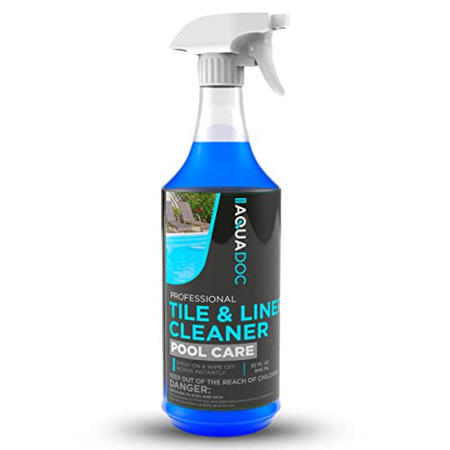 Pool Tile Cleaner for Calcium Buildup  Pool Stain Remover  Heavy Duty Pool Calcium Remover for Pool Tile is The Pool Stain Eraser Pool Owners Love  AquaDoc Swimming Pool Cleaner Solution 32oz