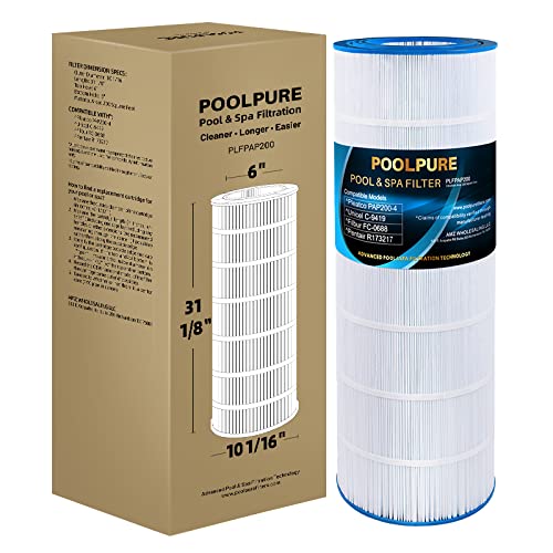 POOLPURE PAP200 Pool Filter Replaces Pentair CC200 Unicel C9419 Filbur FC0688 R173217 59054400 Aladdin 29902 Baleen AK8005 Pure N Clean PC0688 200 sqft Filter Cartridge 1 Pack