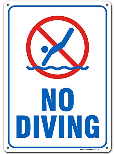 Caution No Diving Sign 10 x 14 Industrial Grade Aluminum Easy Mounting RustFreeFade Resistance IndoorOutdoor USA Made by MY SIGN CENTER