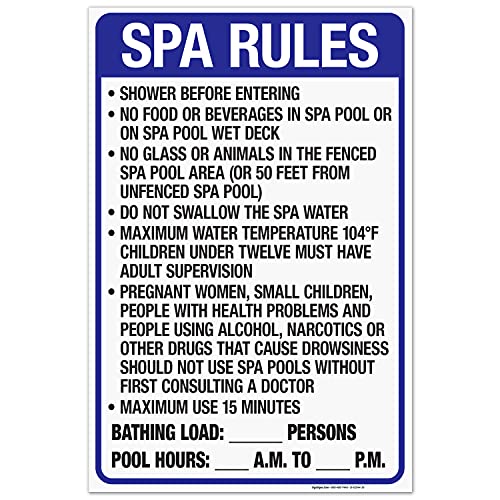 Florida Spa Rules Sign Complies with State of Florida Pool Safety Code 24x36 Inches 160 Mil Thick Corrugated Plastic Made in USA by Sigo Signs