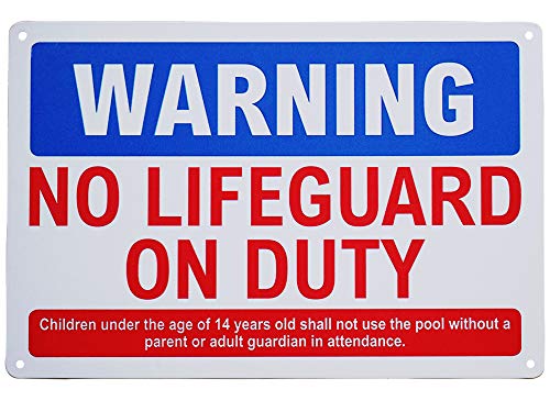 Monifith Funny Pool Safety Rules Warning NO Lifeguard on Duty Sign for Residential or Commercial Swimming Pools 8 X 12Inch