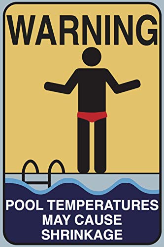 Toothsome Studios Pool Shrinkage 12x8 Aluminum Funny Pool Sign Indoor Outdoor Shower Sign Home Novelty Decor