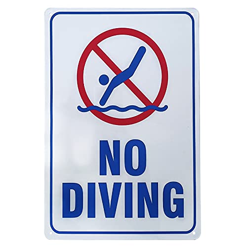 WDSLSING No Diving Pool SignSwimming Pool Safety SignsRust Free AluminumWeatherFade Resistant Easy Mounting (8 x 12 Inch)