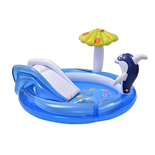 Baby Pool  Inflatable Play Center Pool with Slide and Sprayer Kids Pool with SlideInflatable Water Slides Outdoor Backyard Water Toys for Kids Children (75 X53 X 11)