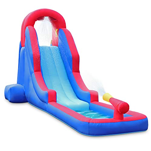 Deluxe Inflatable Water Slide Park  HeavyDuty Nylon for Outdoor Fun  Climbing Wall Slide  Small Splash Pool  Easy to Set Up  Inflate with Included Air Pump  Carrying Case