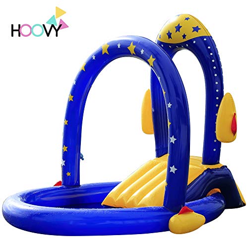 Rocket Pool with Water Slide  Best Inflatable Playground with Slides for Infant  Children  Big Outdoor Toys for Summer Activity Swimming  Portable Backyard Pool for Kids  Toddlers