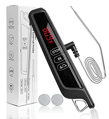 Ecagewill Meat Thermometer Digital Instant Read with Dual Folding Probes Touch LED Kitchen Gadgets Waterproof Design Food Oven Thermometers for BBQ Grilling Cooking Grill Smoker Wood Stove