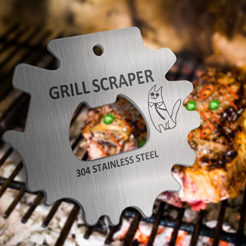 Stainless Steel BBQ Grill Scraper  Gifts for Men Women Wife Mom Husband Dad Grate Grill Cleaner Smoker Cleaning Tool Kitchen Gadgets Grilling Accessories Safer Than Wire Brush