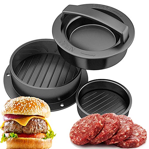 iPstyle Burger Press Patty Maker NonStick Hamburger Mold Kit for Easily Making Delicious Stuffed Burgers Regular Beef Burger and Perfect Shaped Patties Best Indoor Kitchen Gadgets Cooking (Black)