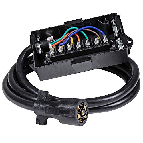 ONLINE LED STORE 8ft 7Way Trailer Plug Wiring Harness w 7 Gang Trailer Junction Box 7Pin Trailer Cord Wire Cable Waterproof 7 Prong Trailer WireCable Connection Box