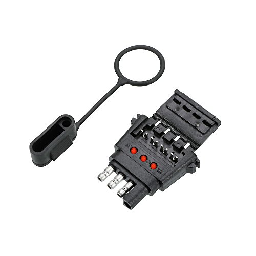 Reese Towpower 78115 InstaPlug Trailer End Connector with LED Circuit Tester (4 Wire Flat)  Black