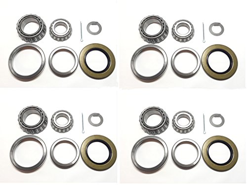 (Set of 4) Trailer Hub Wheel Bearing Kit WPS (TM) 25580 14125A with Double Lip Grease Seals 1010 (or 1036) for 52007000 lb Tandem Axles