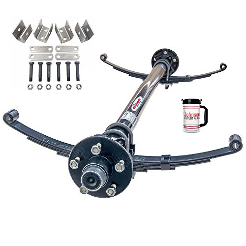 Rockwell American 3500 lb Idler Trailer Axle Running Gear (Idler Axle WHubs Bearings Lugs  Nuts Springs UBolt Kit Hanger kit (61 Hubface 46 Spring Center)