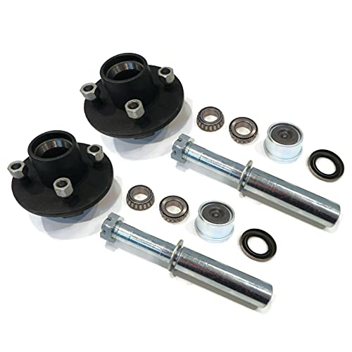 The ROP Shop (Pack of 2) Trailer Axle Kits with 4 on 4 Bolt Idler Hub  1 Round BT8 Spindle