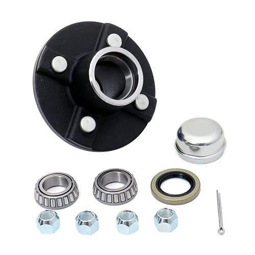 OWLAUTO 4Bolt on 4inch Circle Trailer Hub Kit with 1 inch ID Bearings