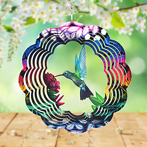 UOUDIO Stainless Steel Wind Spinner 3D Indoor Outdoor Garden Decoration Crafts Ornaments (Hummingbird)