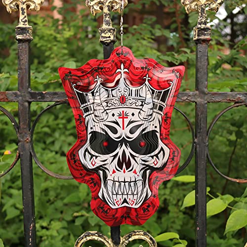 Wind Spinners Outdoor Metal Large Skull Wind Spinners for Yard and Garden 12 Inches Stainless Steel 3D Kinetic Wind Sculptures Outdoor Art Decorations Yard Spinner and Garden Decor Laccimo