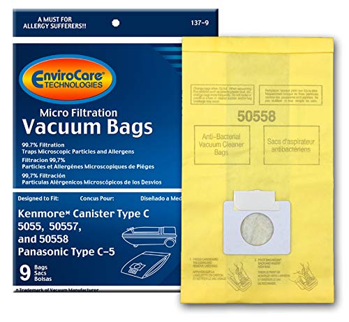 EnviroCare 137-9 Kenmore Mircrofiltration Canister Vacuum Bags 9 Pack C-5 9 Multi