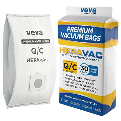 VEVA 30 Pack Premium HEPA Vacuum Bags Type Q Cloth Bag Compatible with Kenmore Sears Canister Vacuum Cleaners Replacement Style C CQ 5055 50557 50558 53292 53291 Bags