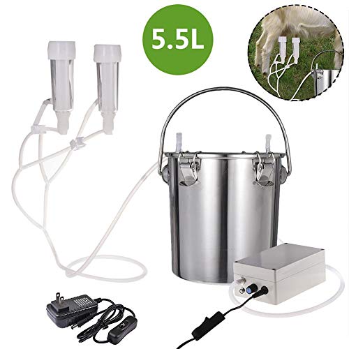 CHERRYSONG 55L Electric Milking Machine Portable Vacuum-Pulse Pump Cow Milking Device Upgrade Stainless Steel Breast Pump Adjustable Household Suction Vacuum Pump for Cow Sheep Goat