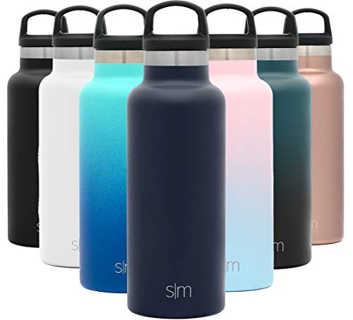 Simple Modern 17oz Ascent Water Bottle - Stainless Steel Flask wHandle Lid - Hydro Double Wall Tumbler Vacuum Insulated Blue Small Reusable Metal Leakproof -Deep Ocean