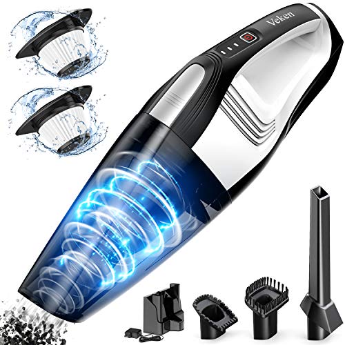 Veken 85 KPa Handheld Cordless Portable Cleaner with 7500 PA Powerful Suction Rechargeable Wet Dry Dust Buster Mini Hand Vac Small Vacuum for HomePet HairFloorCar Cleaning Black