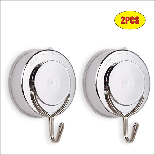 All Purpose Removable Heavy Duty Vacuum Suction Cup Hooks Silver 2 Pcs