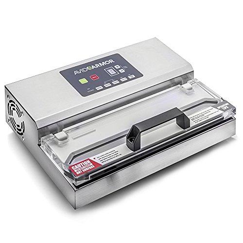 Avid Armor Vacuum Sealer Machine - A100 Stainless Construction Clear Lid Commercial Double Piston Pump Heavy Duty 12 Wide Seal Bar Built in Cooling Fan Includes 30 Pre-cut Bags and Accessory Hose
