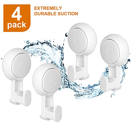 Marchpower Suction Cups Shower Hooks Reusable SuperLock Utility Hooks4 Pack Heavy Duty Vacuum Suction Home Kitchen Bathroom Wall Hooks Hanger for Towel Loofah Cloth Key Ceiling Hanger
