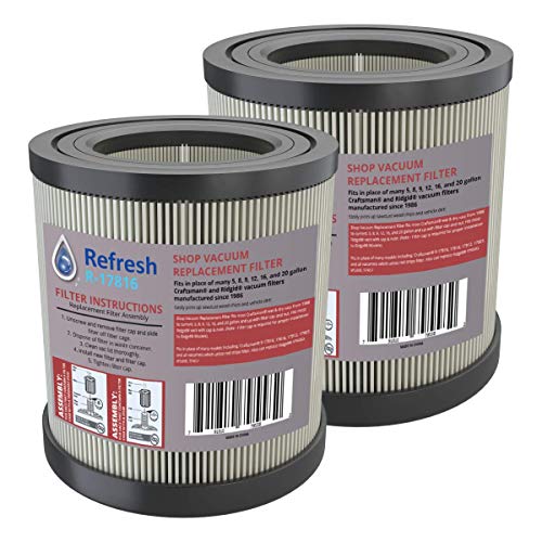 Refresh Replacement for WetDry Shop Vac Air Filter model R17186 and Craftsman 17816 2 pack