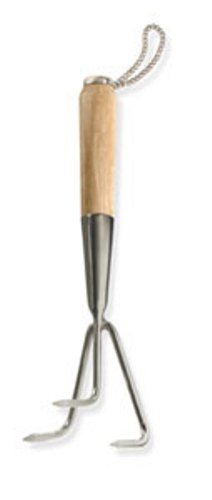 Brook Hunter 14010C Premium Garden Cultivator with Handcrafted Red Oak Handle and Stainless Steel Alloy Polished Head