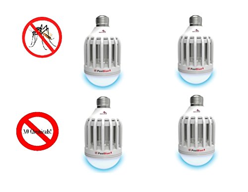 Above Edge Pestblast 2-in-1 Ultimate Mosquito Killer and Pest Control Energy Efficient Led Bulb Lures Zaps and Kills Insects Free Cleaning Brush Included 4 Count