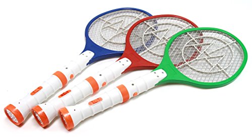 Dlux Electric Bug Zapper Racket (3 Pack), Fly Swatter, Mosquito Zapper, Rechargeable With Dual Led Flash Light