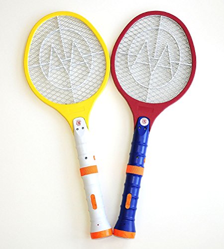 Dlux Set Of 2 Electric Bug Zapper Racket, Fly Swatter, Mosquito Zapper, Rechargeable With Dual Led Flash Light