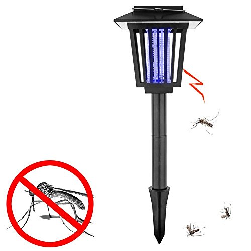 KAPATA Solar-Powered Outdoor Bug ZapperMosquito Killer-Hang or Stick in the Ground-Dual Modes-Bug Zapper Garden Light Function