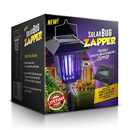 Solar-Powered Outdoor Bug Zapper  Mosquito Killer - Hang or Stick in the Ground - Dual Modes - Bug Zapper Garden Light Function