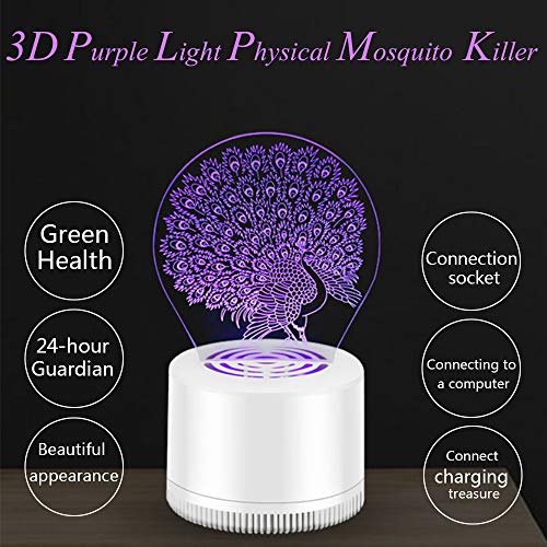 DZH Mosquito lamp Violet Wave Mosquito Killer Plug-in Type Repellent Mosquito Trap Indoor Baby Household Bedroom Automatic Electronic Mosquito Repellent - 3D Peacock Edition 