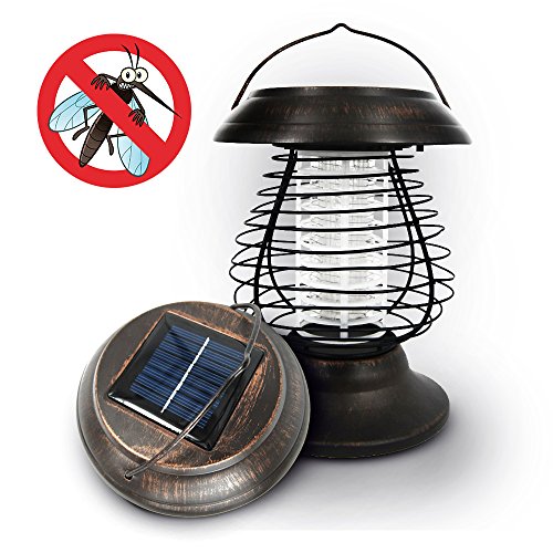 OUTXPRO LED Solar Metal Lantern with Mosquito Bug Zapper Function - 2 in 1 for Camping and Garden