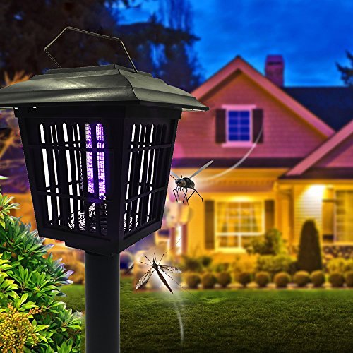 Solar Light Garden LED UV Mosquito Bug Zapper Killer Lawn Lamp Outdoor Perfect for Camping  BBQ and any Activities Outdoor Indoor