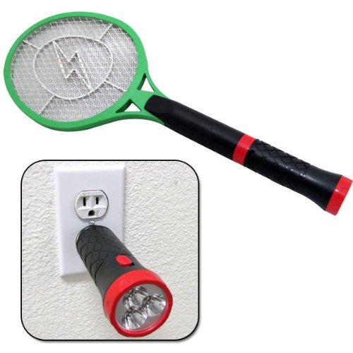 Rechargeable Handheld Electric Fly Mosquito Bug Hitting Swatter Zapper And 3 Led Flashlight new 2013 Model