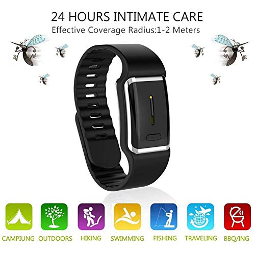Goglor Ultrasonic Mosquito Repellent Leather Bracelets Reusable Electronic Mosquito Repellent Wristband Band with USB Cable 2019 Best TravelCamping Accessories for Kids Children and AdultBlack