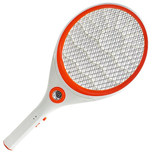Electric Bug Zapper RechargeableATIVI Powerful Electric Bug Zapper Fly Swatter Zap Mosquito Zapper with LED Nightlight for Indoor and Outdoor Pest Control Killer Durable ABS Plastic Racket - Orange